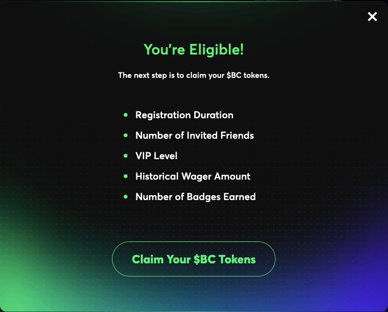 Claim BC tokens